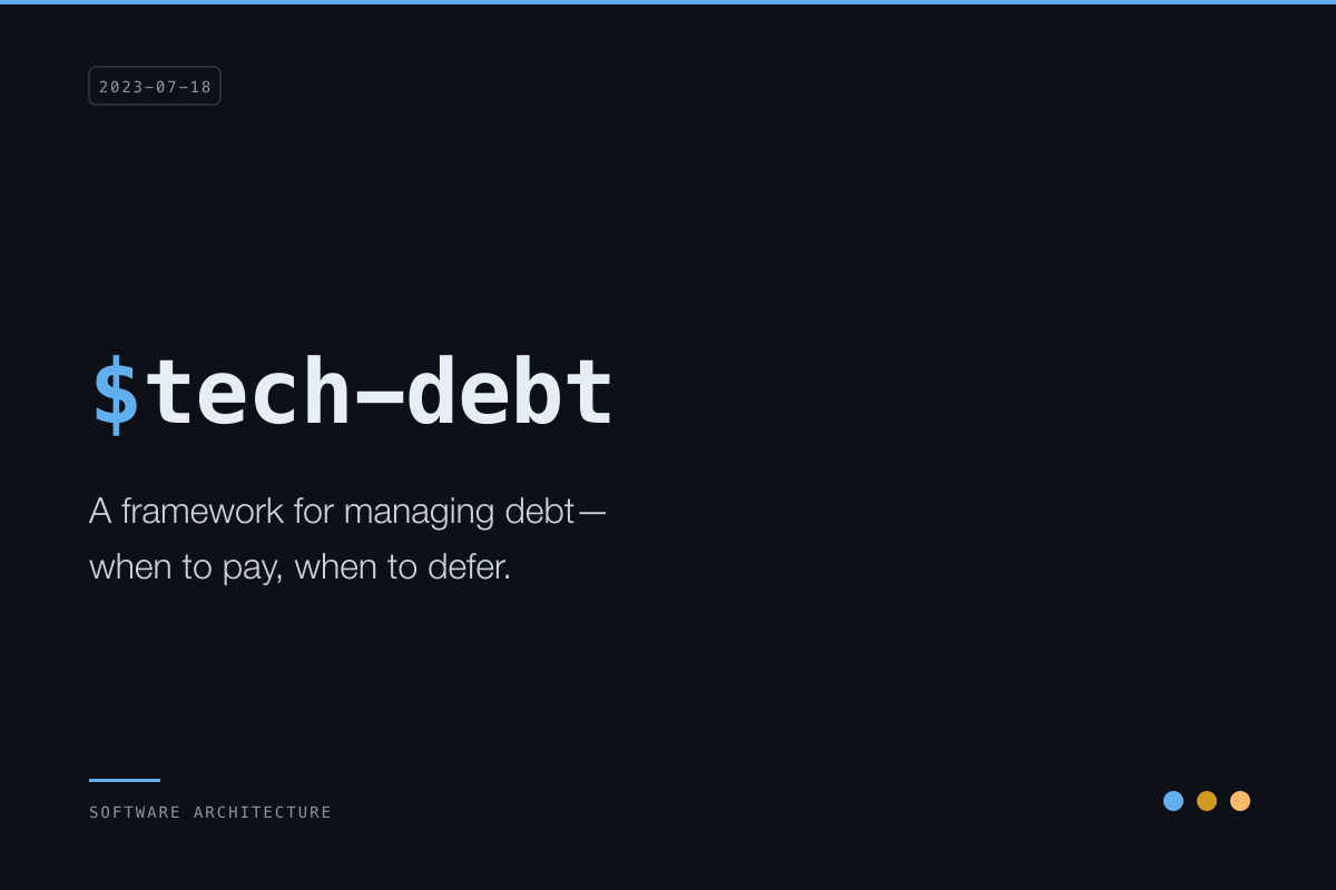 Technical Debt: When to Pay, When to Defer